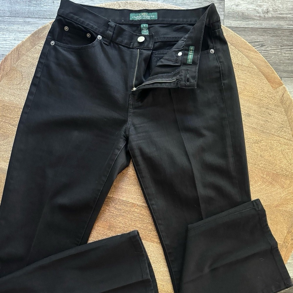 LRL Lauren Ralph Lauren Black Bootcut Flared w/ Flap pockets Preppy Women's S 6